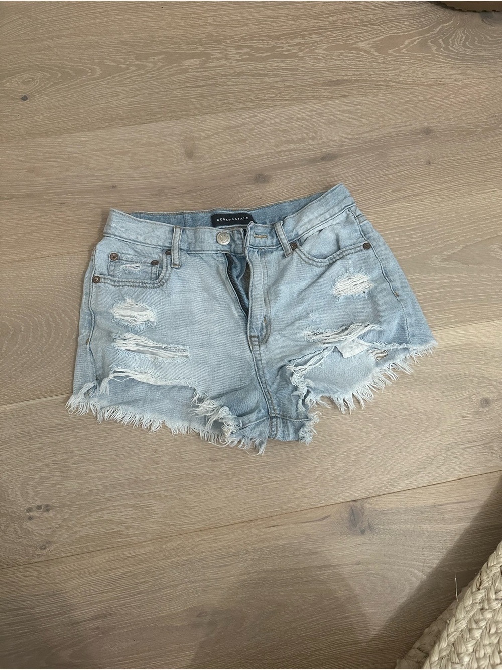 Aeropostale Light Blue Distressed Denim Cutoff Shorts
